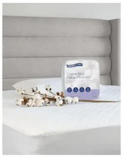 Protect-A-Bed Cotton Rich Quilted Waterproof Pillow Protector in White