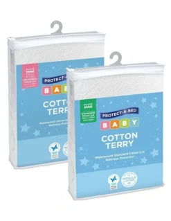 Protect-A-Bed Kids Cotton Terry Waterproof Fitted Cot Mattress Protector