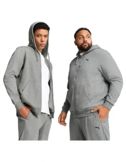 Puma Ess Full Zip Hooded Fleece Jacket in Grey
