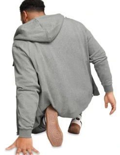 Puma Ess Full Zip Hooded Fleece Jacket in Grey