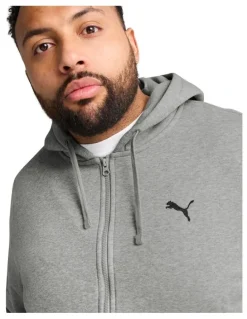 Puma Ess Full Zip Hooded Fleece Jacket in Grey