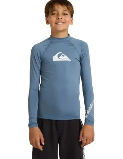 Quiksilver All Time Long Sleeve Rash Vest in China Blue