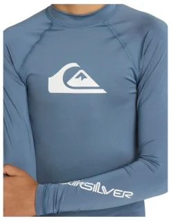 Quiksilver All Time Long Sleeve Rash Vest in China Blue