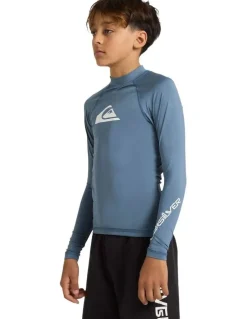 Quiksilver All Time Long Sleeve Rash Vest in China Blue