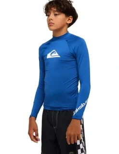 Quiksilver All Time Long Sleeve Rash Vest Monaco in Blue