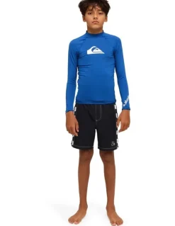 Quiksilver All Time Long Sleeve Rash Vest Monaco in Blue