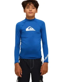 Quiksilver All Time Long Sleeve Rash Vest Monaco in Blue