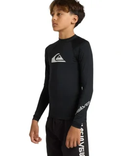 Quiksilver All Time Long Sleeve Rash Vest in Black