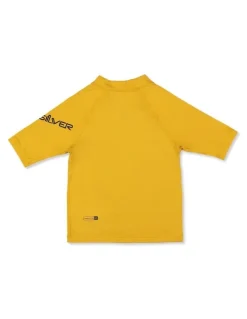 Quiksilver All Time Short Sleeve Rash Vest in Mineral Yellow