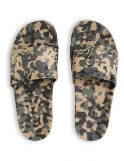 Quiksilver Dockyard Slides in Grn/Camo/Mult