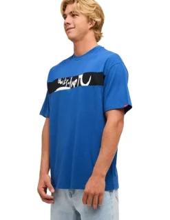Quiksilver Impaired Panel Oversized T-Shirt In Monaco Blue