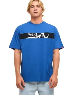 Quiksilver Impaired Panel Oversized T-Shirt In Monaco Blue