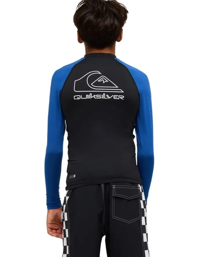 Quiksilver On Tour Long Sleeve Rash Vest in Monaco in Blue