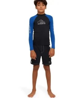 Quiksilver On Tour Long Sleeve Rash Vest in Monaco in Blue