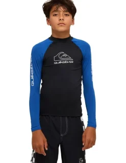 Quiksilver On Tour Long Sleeve Rash Vest in Monaco in Blue