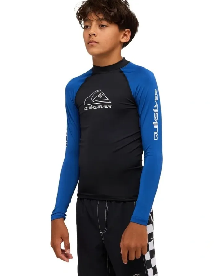 Quiksilver On Tour Long Sleeve Rash Vest in Monaco in Blue