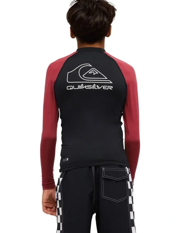 Quiksilver On Tour Long Sleeve Rash Vest in Burnt Russet