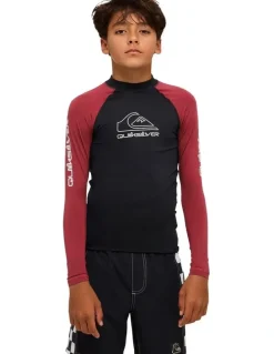 Quiksilver On Tour Long Sleeve Rash Vest in Burnt Russet