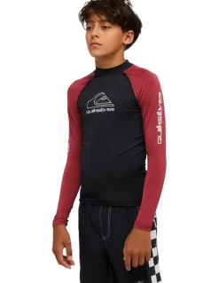 Quiksilver On Tour Long Sleeve Rash Vest in Burnt Russet