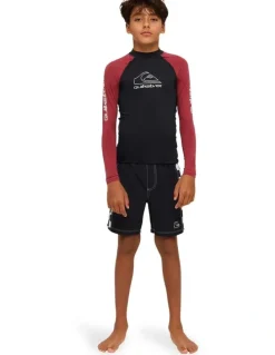 Quiksilver On Tour Long Sleeve Rash Vest in Burnt Russet