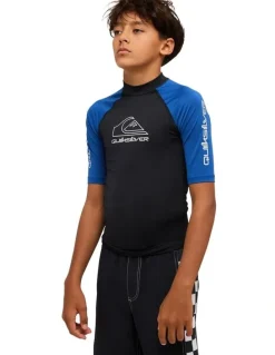 Quiksilver On Tour Short Sleeve Rash Vest in Monaco in Blue