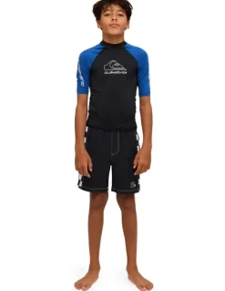 Quiksilver On Tour Short Sleeve Rash Vest in Monaco in Blue