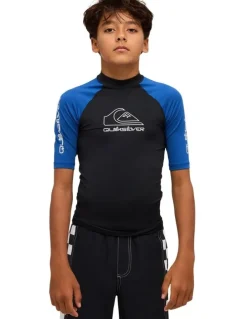 Quiksilver On Tour Short Sleeve Rash Vest in Monaco in Blue