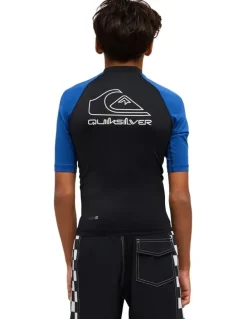 Quiksilver On Tour Short Sleeve Rash Vest in Monaco in Blue