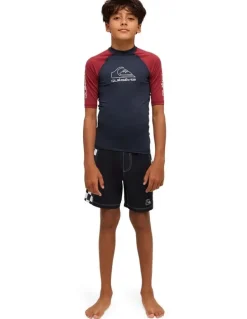 Quiksilver On Tour Short Sleeve Rash Vest in Burnt Russet