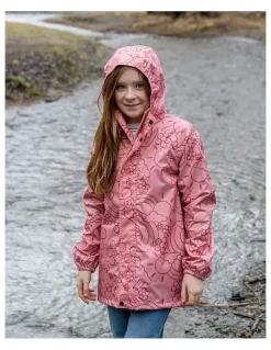 Rainbird Stowaway Kids Waterproof Rain Jacket in Dusty Pink