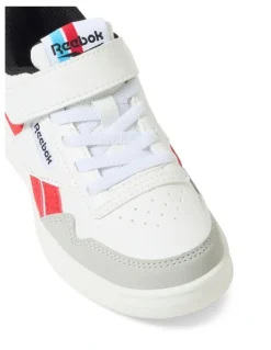 Reebok Court Advance Elastic Lace And Top Strap Sneakers In White