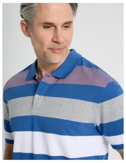Regatta Birdseye Multi Stripe Polo in Coral