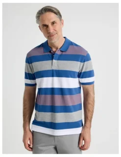 Regatta Birdseye Multi Stripe Polo in Coral