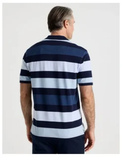 Regatta Birdseye Multi Stripe Polo in Navy