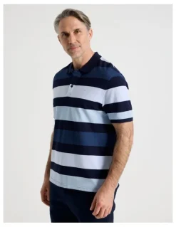 Regatta Birdseye Multi Stripe Polo in Navy