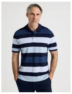 Regatta Birdseye Multi Stripe Polo in Navy