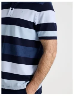 Regatta Birdseye Multi Stripe Polo in Navy