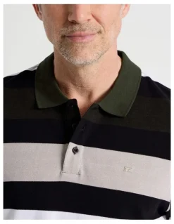 Regatta Birdseye Multi Stripe Polo in Khaki