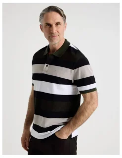 Regatta Birdseye Multi Stripe Polo in Khaki