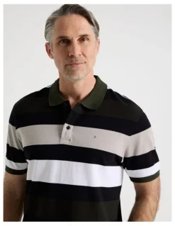 Regatta Birdseye Multi Stripe Polo in Khaki
