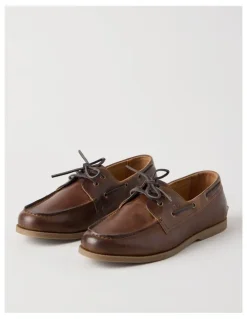 Regatta Harbor Leather Boat Shoe in Light Tan