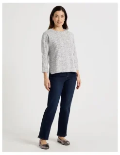 Regatta 3/4 Magyar Sleeve Tee With Front Seams in Ivory/ Navy Texture
