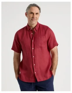 Regatta Short Sleeve Linen Shirt in Red