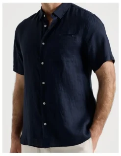 Regatta Short Sleeve Linen Shirt in Navy