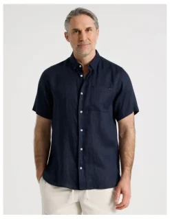 Regatta Short Sleeve Linen Shirt in Navy