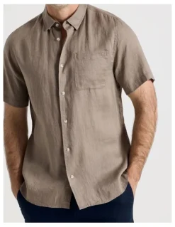 Regatta Short Sleeve Linen Shirt in Taupe