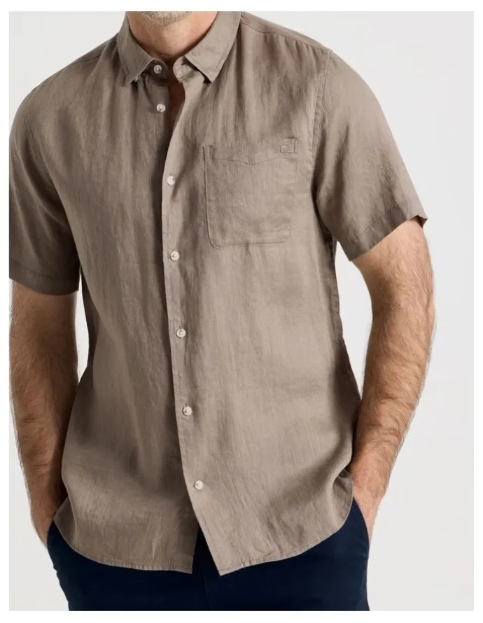 Regatta Short Sleeve Linen Shirt in Taupe