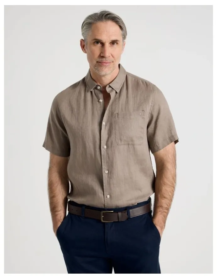 Regatta Short Sleeve Linen Shirt in Taupe