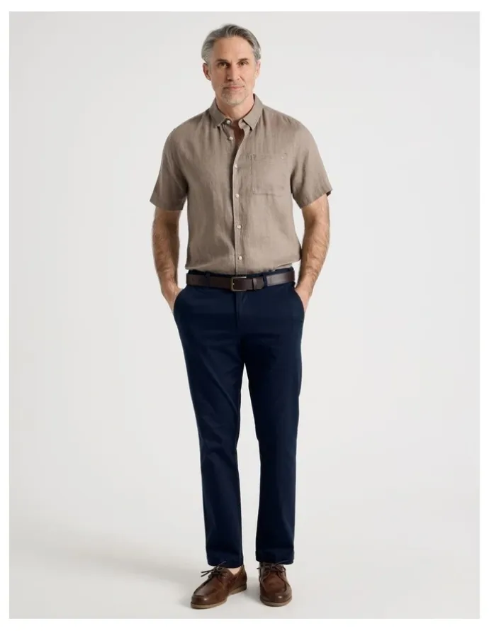 Regatta Short Sleeve Linen Shirt in Taupe