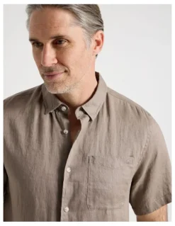 Regatta Short Sleeve Linen Shirt in Taupe